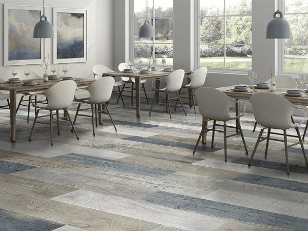 Porcelanato Imitación Madera Vintage Blue Mix