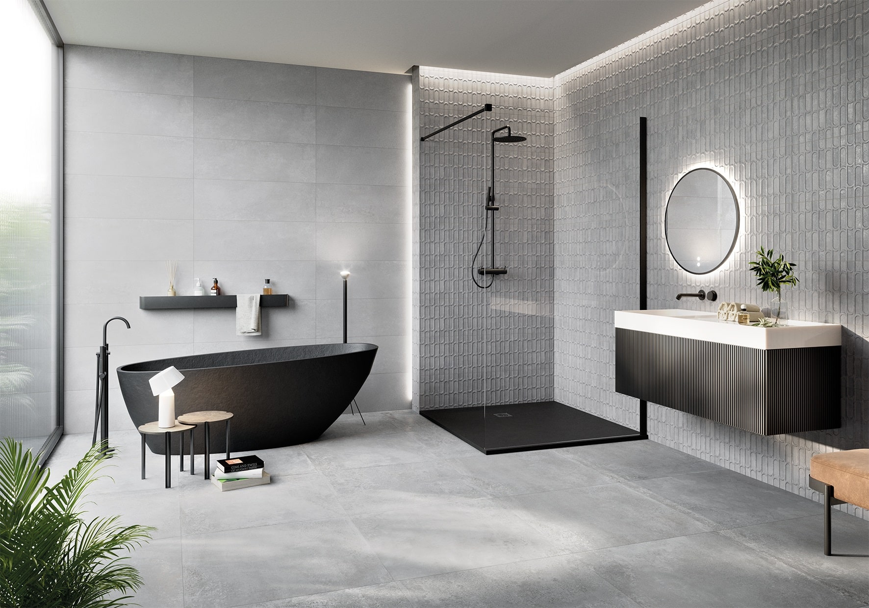 Azulejo Cerámica Baño Cocina Chrome Gris-Chrome Concept Gris Mate Rectificado