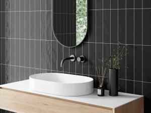 Azulejo Cerámica Baño Cocina Zarati Black Brillante