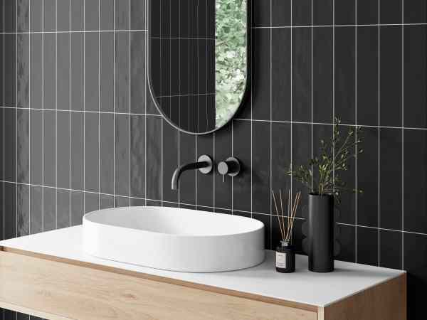 Azulejo Cerámica Baño Cocina Zarati Black Brillante