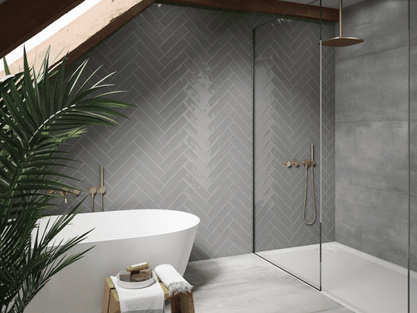 Azulejo Cerámica Baño Cocina Zarati Grey Brillante