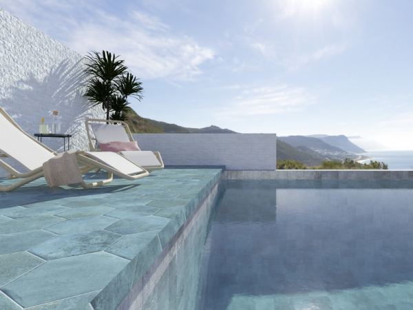 Porcelanato Español Samoa Hexagonal Turquesa Mate