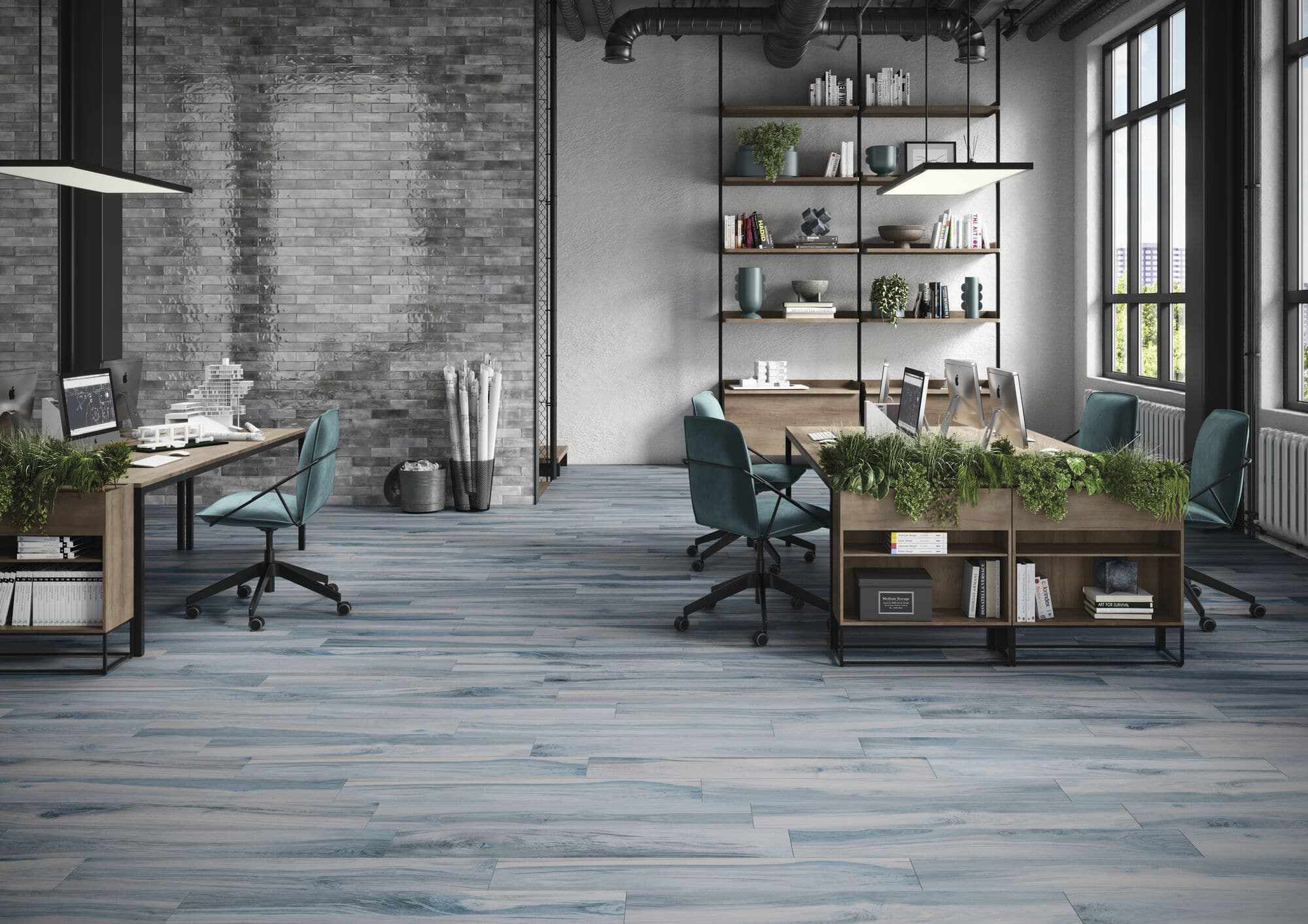Porcelanato Español Sl Oyster Cobalt Mate Rectificado Imitación Madera