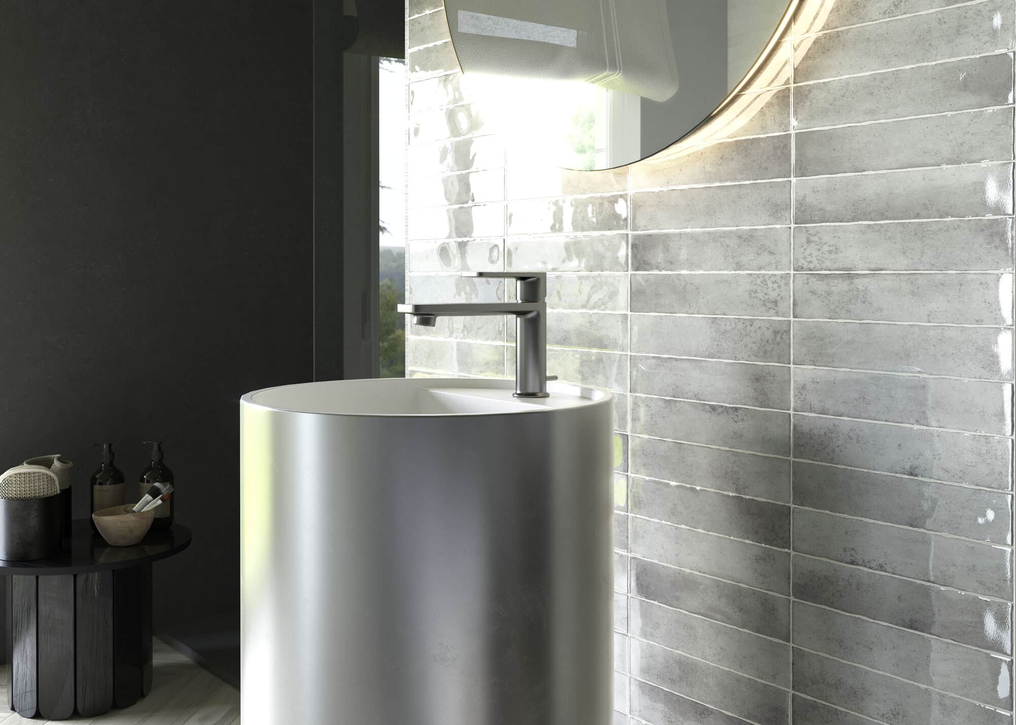 Azulejo Español Kalon Grey Brillante Baños Cocinas