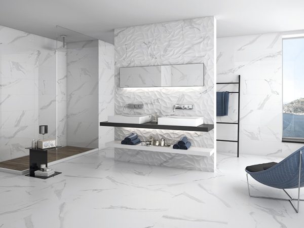 Azulejo Español White Soul-White Heart Relieve Rectificado Brillante